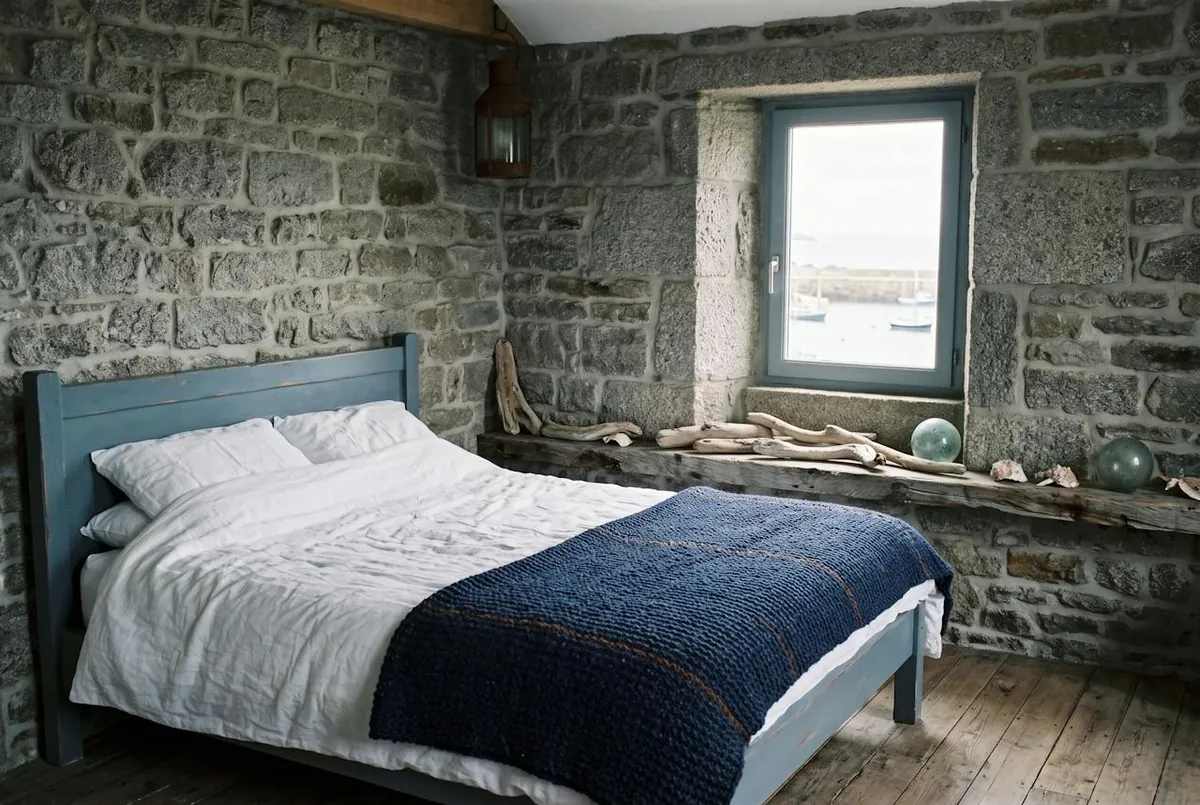 Chambre Port — la chambre Port, ses murs de granit et sa fenêtre sur le port